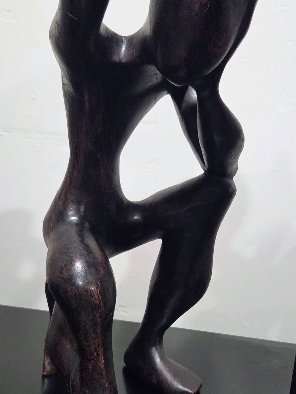 VTG 20” Large Hand Carved Wooden Thinker Statue - Abstract African Modernist Art